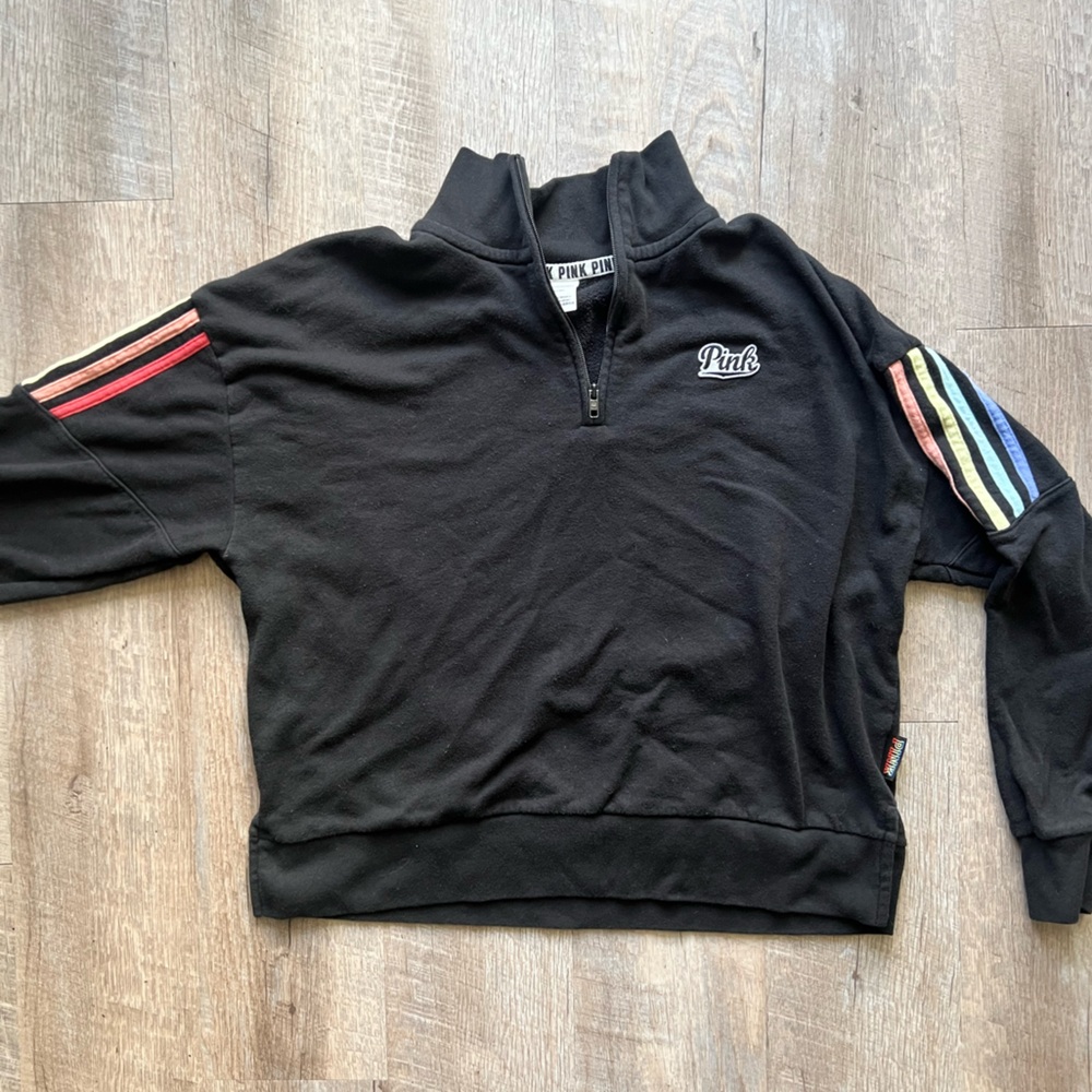 Victoria's Secret PINK Black Quarter-Zip Pullover